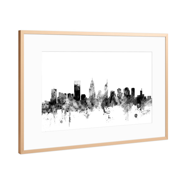 Poster mit Rahmen Kupfer "Perth Australia" artboxONE - Städte,Reise,Schwarzweiß,Architektur