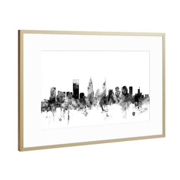 Poster mit Rahmen Gold "Perth Australia" artboxONE - Städte,Reise,Schwarzweiß,Architektur