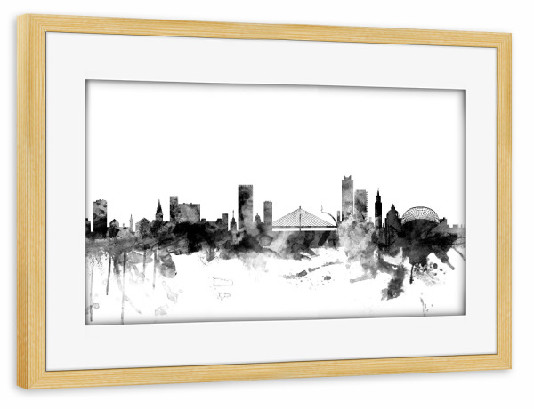 Poster mit Rahmen kiefer "Liege Belgium" artboxONE - Städte,Reise,Schwarzweiß,Architektur