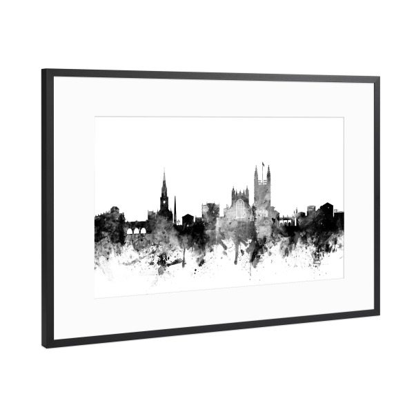 Poster mit Rahmen Schwarz (Metallic) "Bath England" artboxONE - Städte,Reise,Schwarzweiß,Architektur