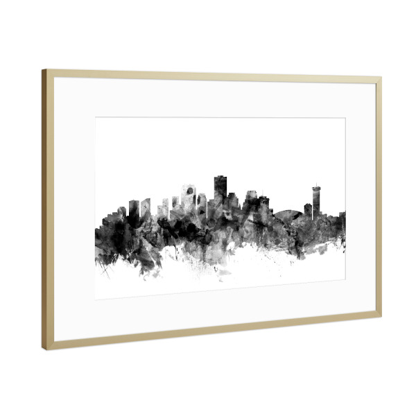 Poster mit Rahmen Gold "New Orleans Louisiana" artboxONE - Städte,Reise,Schwarzweiß,Architektur