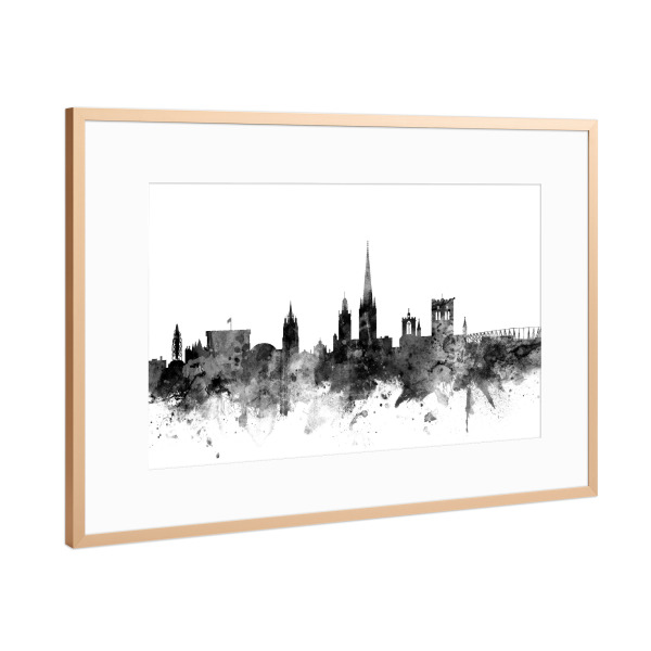Poster mit Rahmen Kupfer "Norwich England" artboxONE - Städte,Reise,Schwarzweiß,Architektur