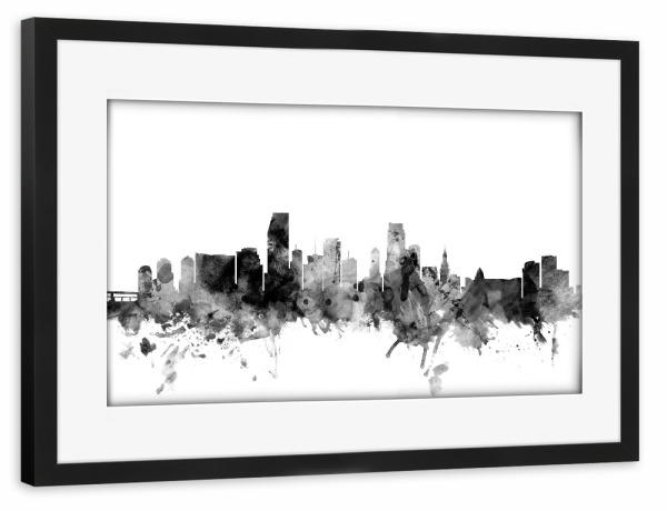 Poster mit Rahmen schwarz "Miami Florida" artboxONE - Städte,Reise,Schwarzweiß,Architektur