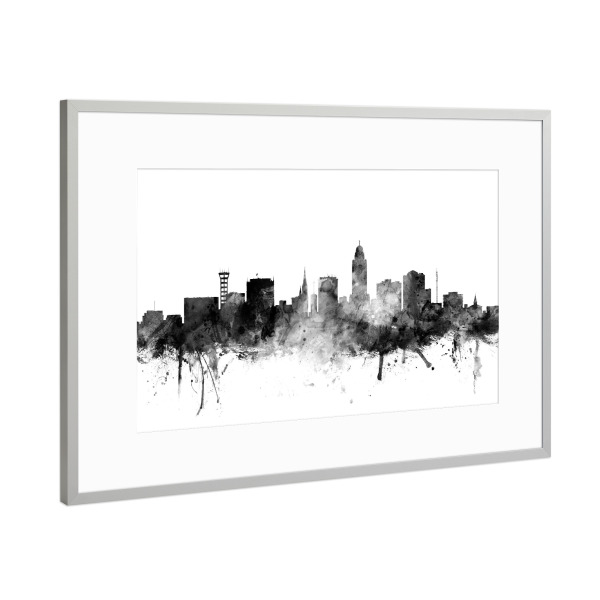 Poster mit Rahmen Silber "Lincoln Nebraska" artboxONE - Städte,Reise,Schwarzweiß,Architektur