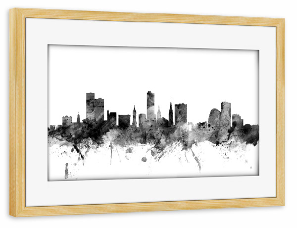 Poster mit Rahmen kiefer "Leicester England" artboxONE - Städte,Reise,Schwarzweiß,Architektur