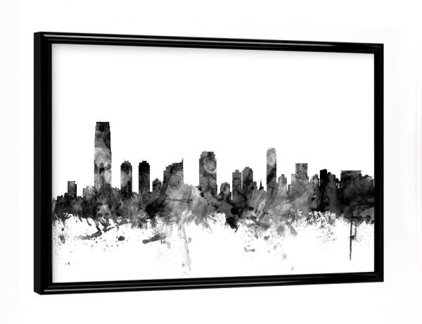 Poster mit schwarzem Rahmen "Jersey City New Jersey" artboxONE - Städte,Reise,Schwarzweiß,Architektur