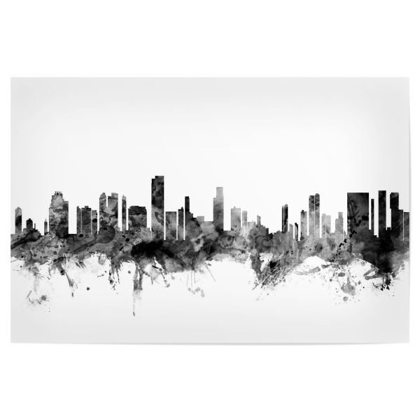 Poster 30x20 cm "Honolulu Hawaii" artboxONE - Städte,Reise,Schwarzweiß,Architektur