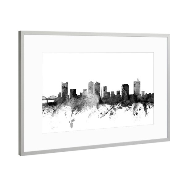 Poster mit Rahmen Silber "Fort Worth Texas" artboxONE - Städte,Reise,Schwarzweiß,Architektur