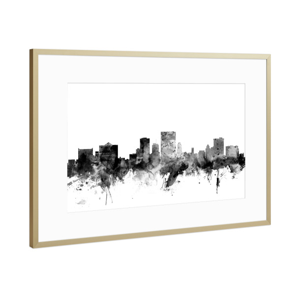 Poster mit Rahmen Gold "El Paso Texas" artboxONE - Städte,Reise,Schwarzweiß,Architektur