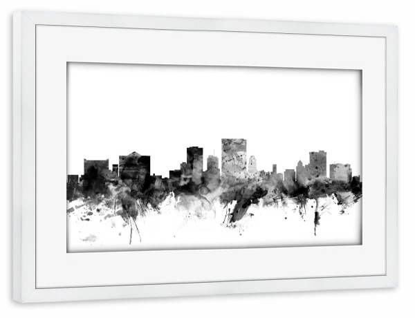 Poster mit Rahmen weiß "El Paso Texas" artboxONE - Städte,Reise,Schwarzweiß,Architektur
