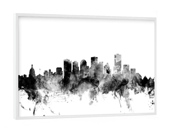 Poster mit weißem Rahmen "Edmonton Canada" artboxONE - Städte,Reise,Schwarzweiß,Architektur