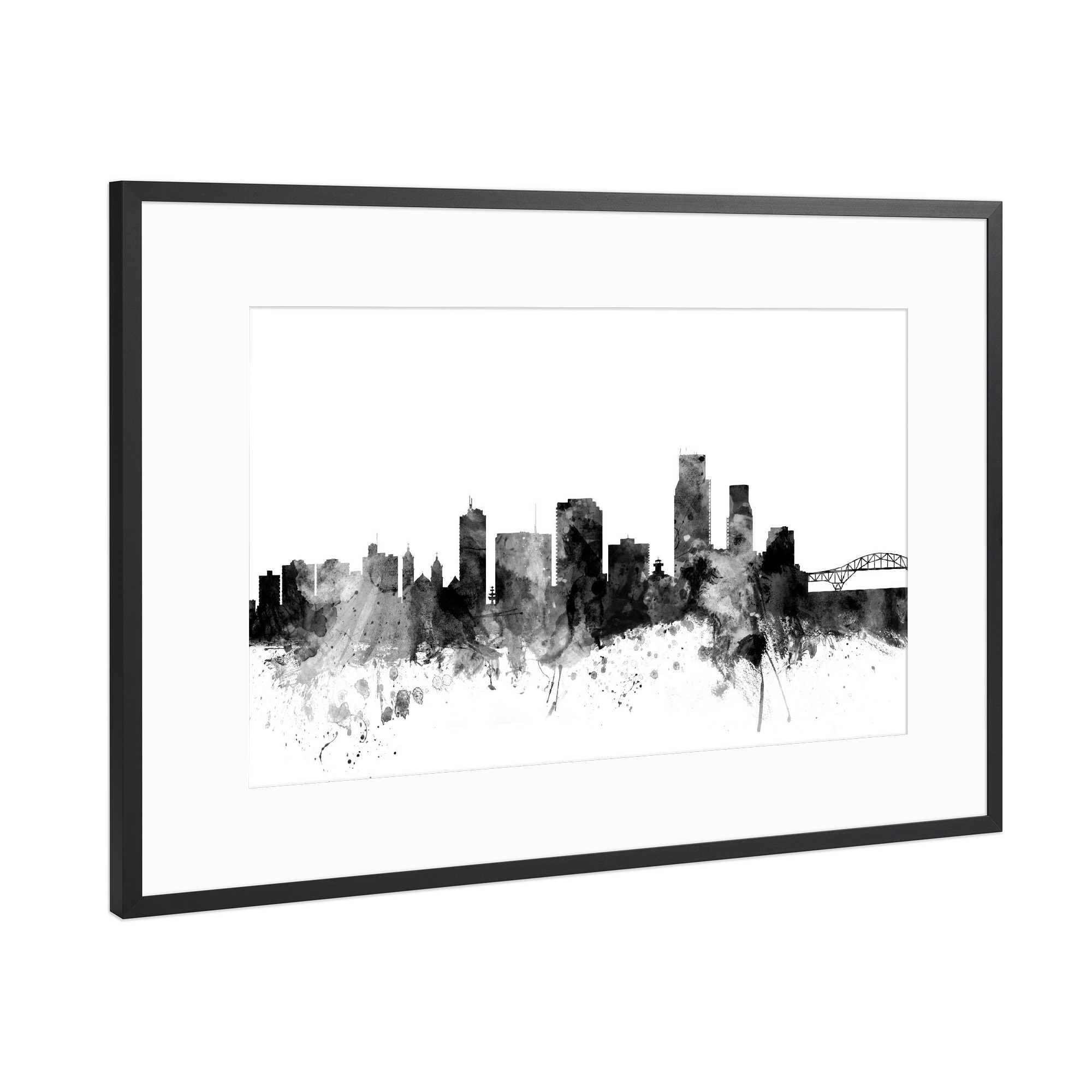 Poster mit Rahmen Schwarz (Metallic) "Corpus Christie Texas" artboxONE - Städte,Reise,Schwarzweiß,Architektur