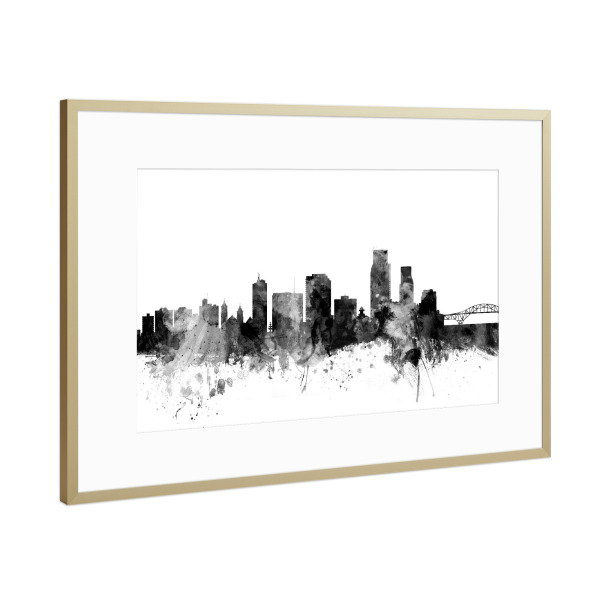 Poster mit Rahmen Gold "Corpus Christie Texas" artboxONE - Städte,Reise,Schwarzweiß,Architektur