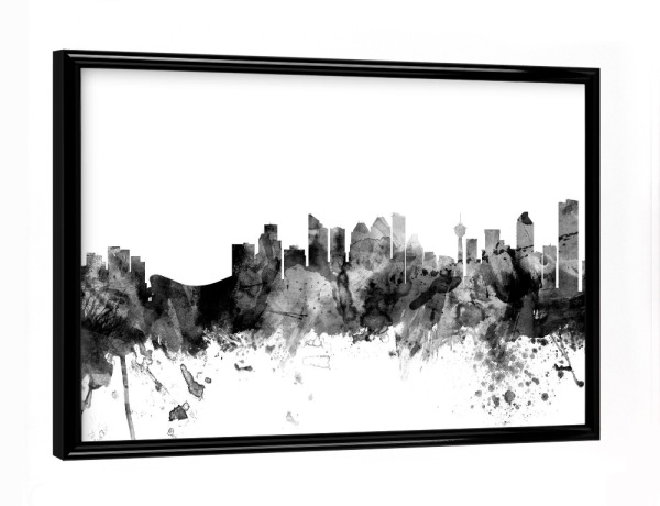 Poster mit schwarzem Rahmen "Calgary Canada" artboxONE - Städte,Reise,Schwarzweiß,Architektur