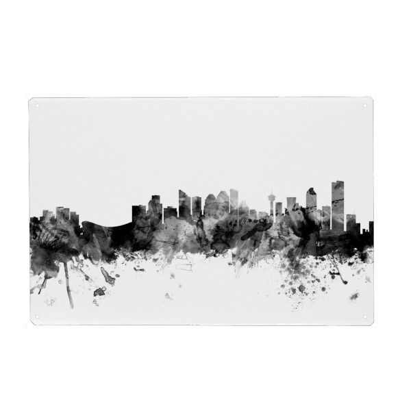 Metall Poster "Calgary Canada" artboxONE - Städte,Reise,Schwarzweiß,Architektur