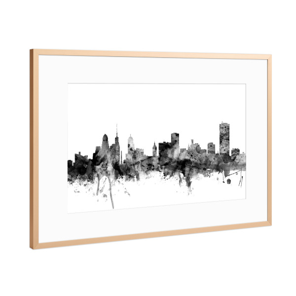 Poster mit Rahmen Kupfer "Buffalo New York" artboxONE - Städte,Reise,Schwarzweiß,Architektur