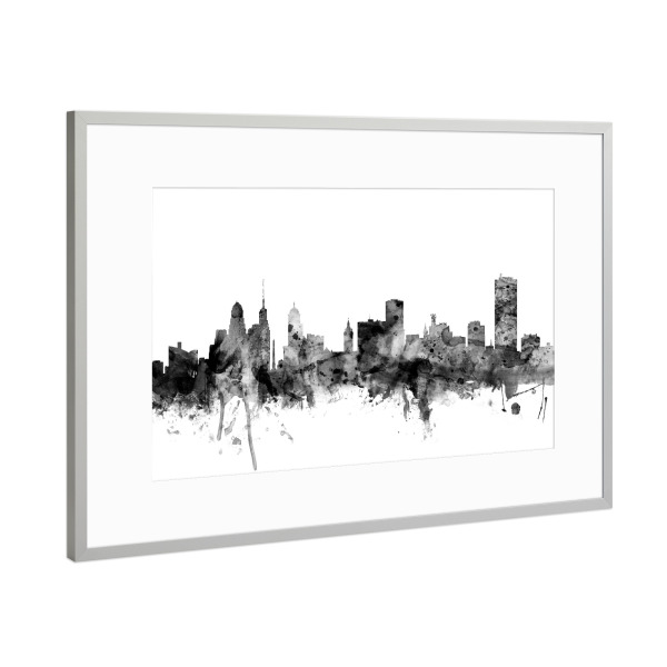 Poster mit Rahmen Silber "Buffalo New York" artboxONE - Städte,Reise,Schwarzweiß,Architektur
