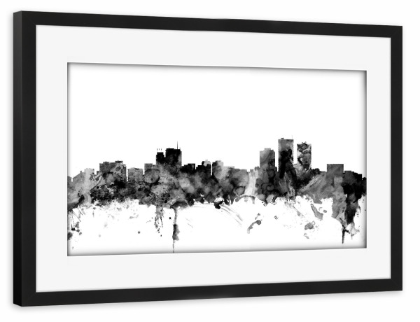 Poster mit Rahmen schwarz "Anchorage Alaska" artboxONE - Städte,Reise,Schwarzweiß,Architektur