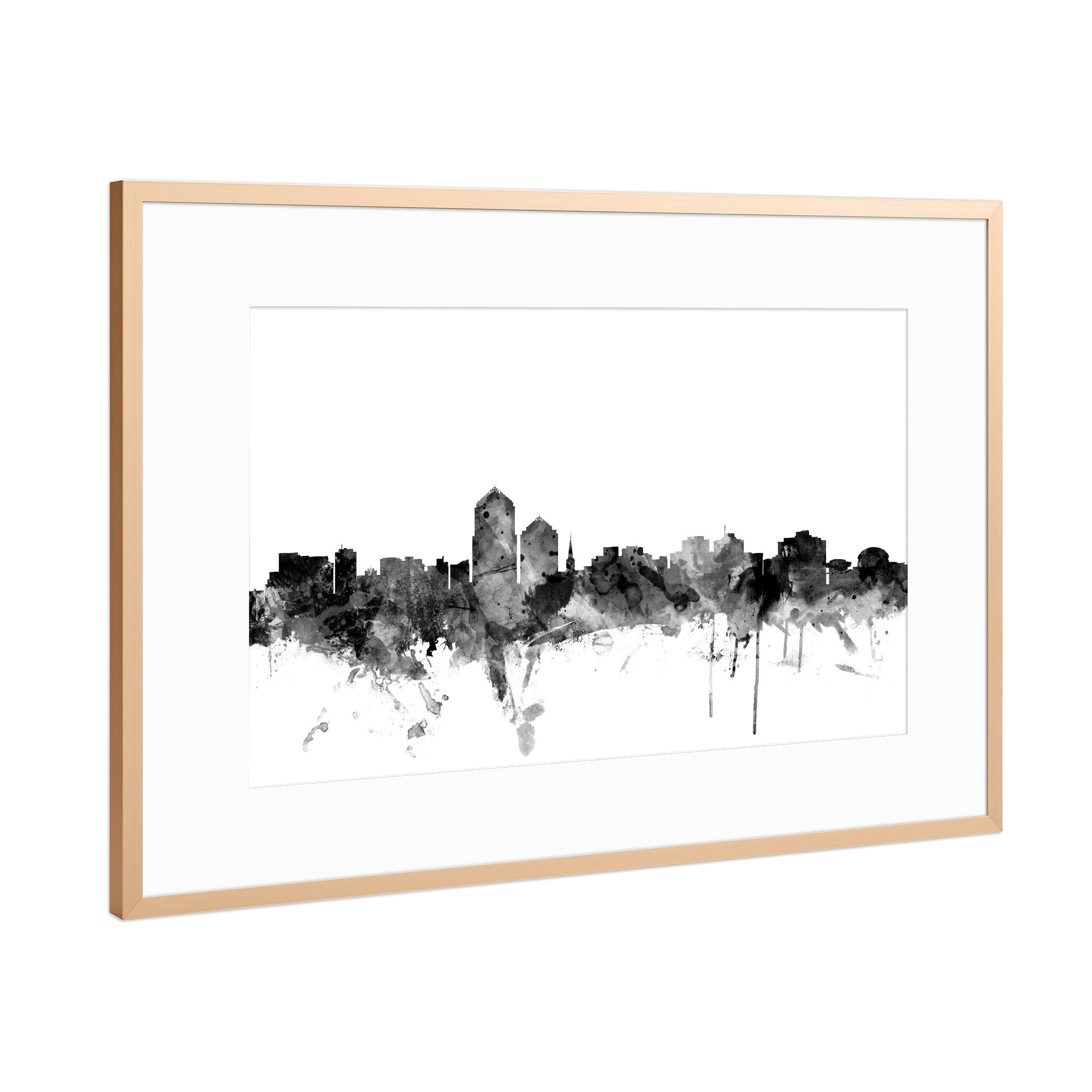 Poster mit Rahmen Kupfer "Albuquerque New Mexico" artboxONE - Städte,Reise,Schwarzweiß,Architektur