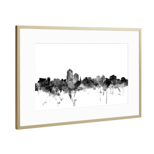 Poster mit Rahmen Gold "Albuquerque New Mexico" artboxONE - Städte,Reise,Schwarzweiß,Architektur
