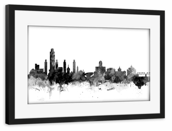 Poster mit Rahmen schwarz "Albany New York" artboxONE - Städte,Reise,Schwarzweiß,Architektur