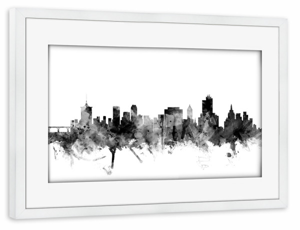 Poster mit Rahmen weiß "Tulsa Oklahoma" artboxONE - Städte,Reise,Schwarzweiß,Architektur