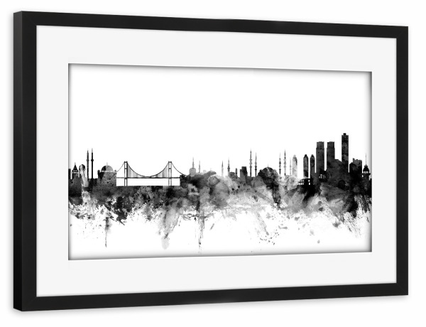 Poster mit Rahmen schwarz "Istanbul Turkey" artboxONE - Städte,Reise,Schwarzweiß,Architektur