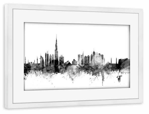 Poster mit Rahmen weiß "Dubai 2" artboxONE - Städte,Reise,Schwarzweiß,Architektur
