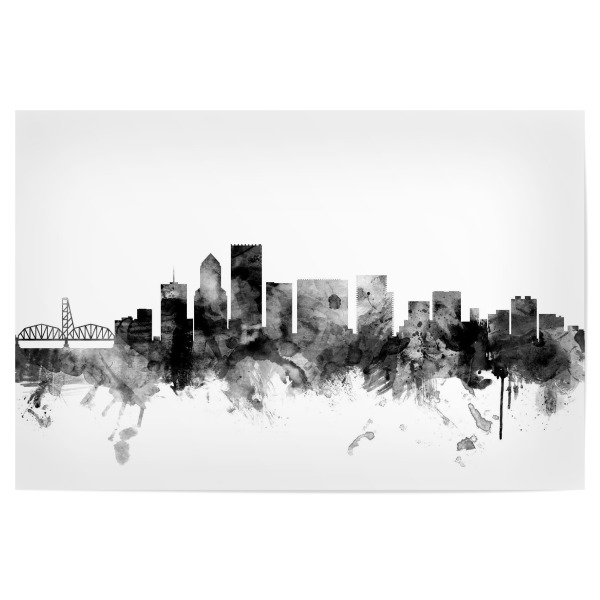 Poster 30x20 cm "Portland Oregon" artboxONE - Städte,Reise,Schwarzweiß,Architektur