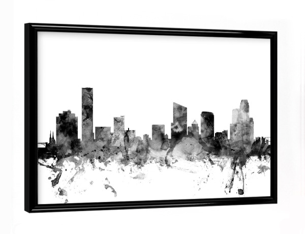 Poster mit schwarzem Rahmen "Grand Rapids Michigan" artboxONE - Städte,Reise,Schwarzweiß,Architektur