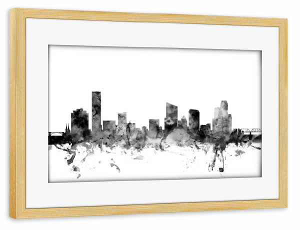 Poster mit Rahmen kiefer "Grand Rapids Michigan" artboxONE - Städte,Reise,Schwarzweiß,Architektur