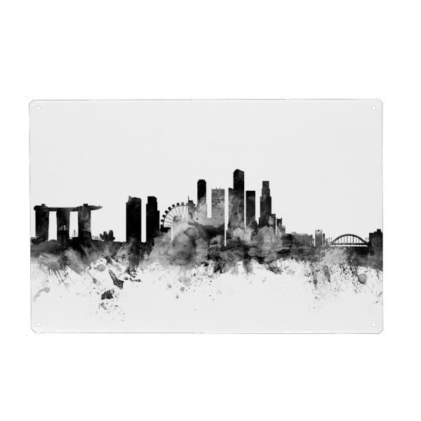 Metall Poster "Singapore 2" artboxONE - Städte,Reise,Schwarzweiß,Architektur