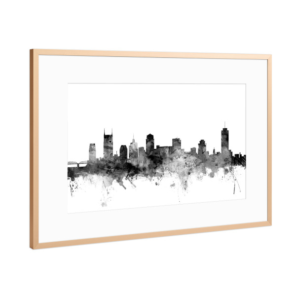 Poster mit Rahmen Kupfer "Nashville Tennessee" artboxONE - Städte,Reise,Schwarzweiß,Architektur