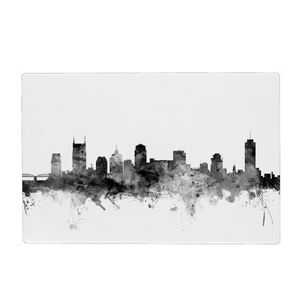 Metall Poster "Nashville Tennessee" artboxONE - Städte,Reise,Schwarzweiß,Architektur