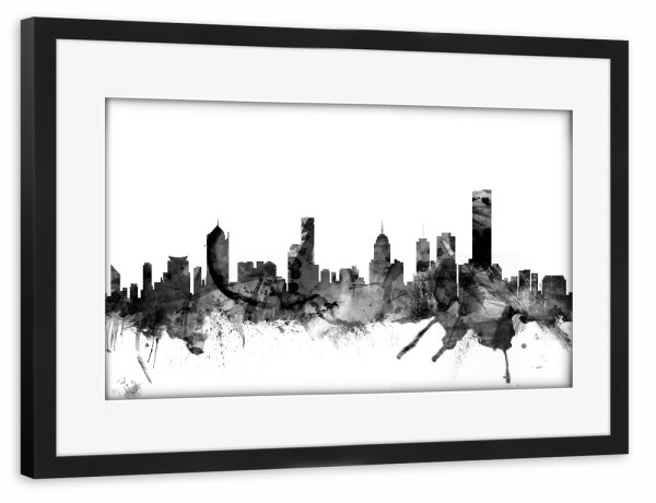 Poster mit Rahmen schwarz "Melbourne" artboxONE - Städte,Reise,Schwarzweiß,Architektur