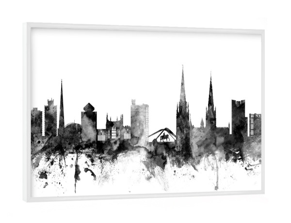 Poster mit weißem Rahmen "Coventry England" artboxONE - Städte,Reise,Schwarzweiß,Architektur