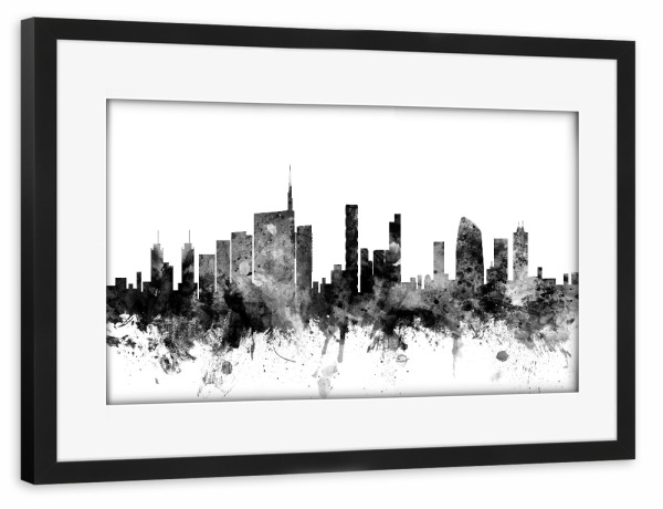 Poster mit Rahmen schwarz "Milan 2" artboxONE - Städte,Reise,Schwarzweiß,Architektur