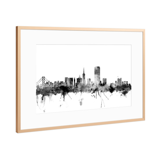 Poster mit Rahmen Kupfer "San Francisco City" artboxONE - Städte,Reise,Schwarzweiß,Architektur