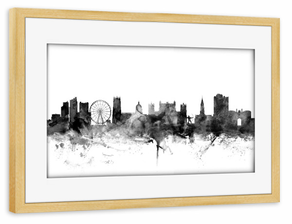 Poster mit Rahmen kiefer "Nottingham England" artboxONE - Städte,Reise,Schwarzweiß,Architektur