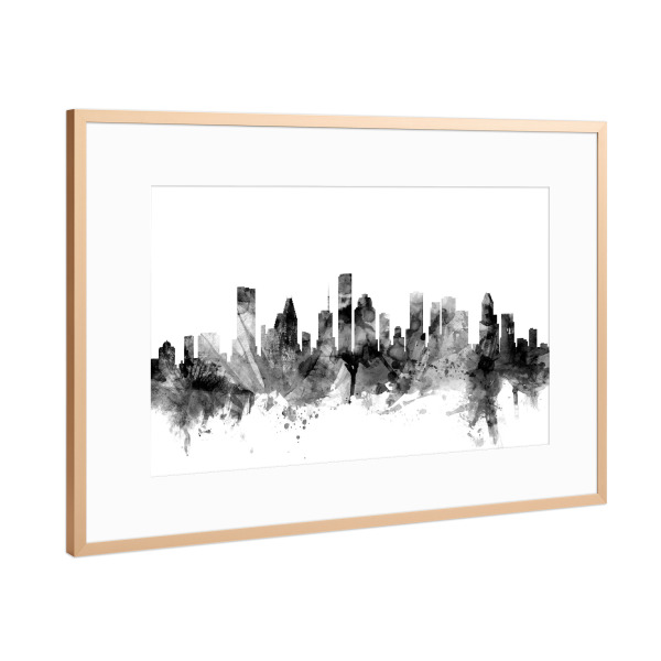 Poster mit Rahmen Kupfer "Houston Texas" artboxONE - Städte,Reise,Schwarzweiß,Architektur