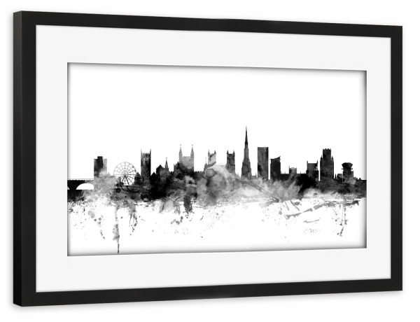 Poster mit Rahmen schwarz "Bristol England" artboxONE - Städte,Reise,Schwarzweiß,Architektur,Automobile