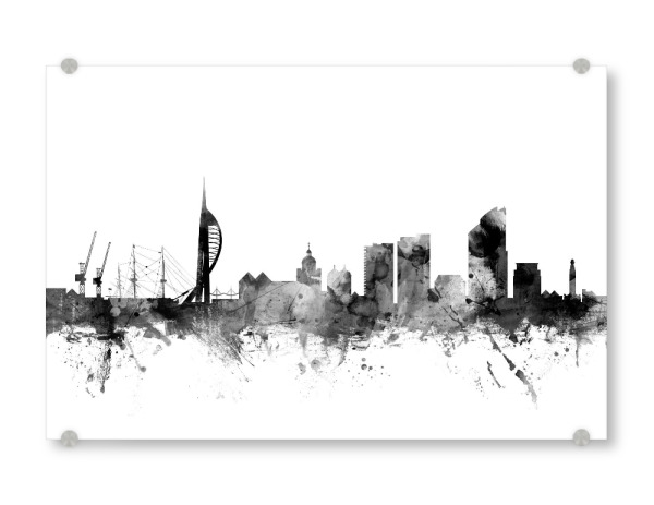 Acrylglasbild "Portsmouth England" artboxONE - Städte,Reise,Schwarzweiß,Architektur