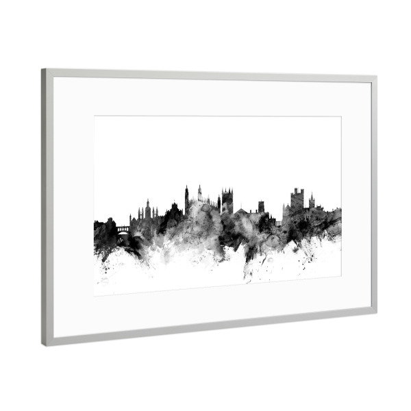 Poster mit Rahmen Silber "Cambridge England" artboxONE - Städte,Reise,Schwarzweiß,Architektur