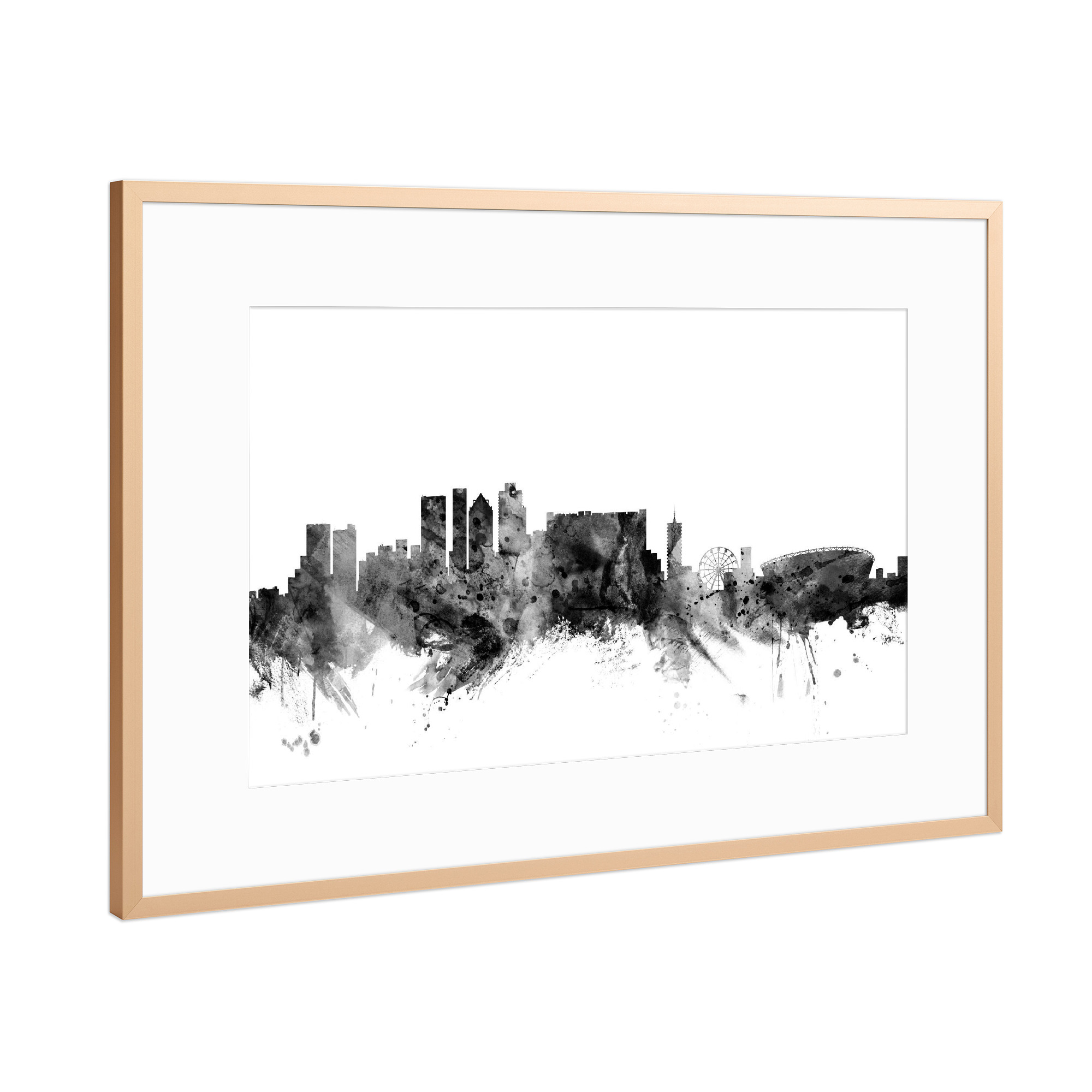 Poster mit Rahmen Kupfer "Cape Town South Africa" artboxONE - Städte,Reise,Schwarzweiß,Architektur