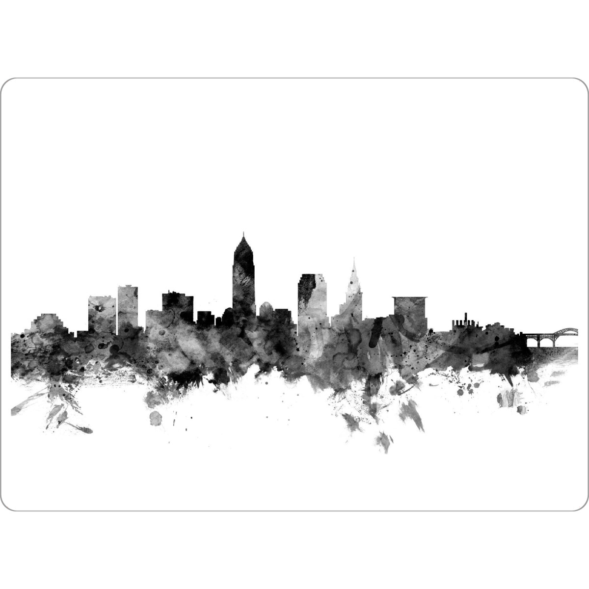 Tischset "Cleveland Ohio Skyline" artboxONE - Städte,Reise,Schwarzweiß,Architektur
