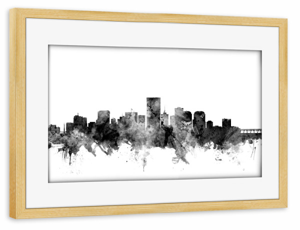 Poster mit Rahmen kiefer "Richmond Virginia" artboxONE - Städte,Reise,Schwarzweiß,Architektur