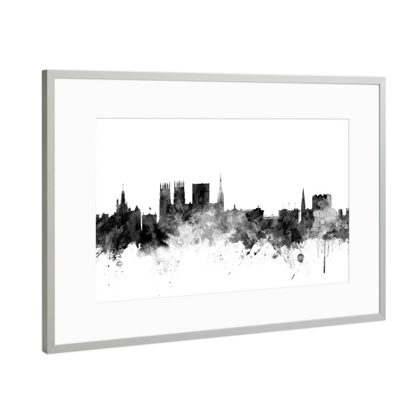 Poster mit Rahmen Silber "York England" artboxONE - Städte,Reise,Schwarzweiß,Architektur