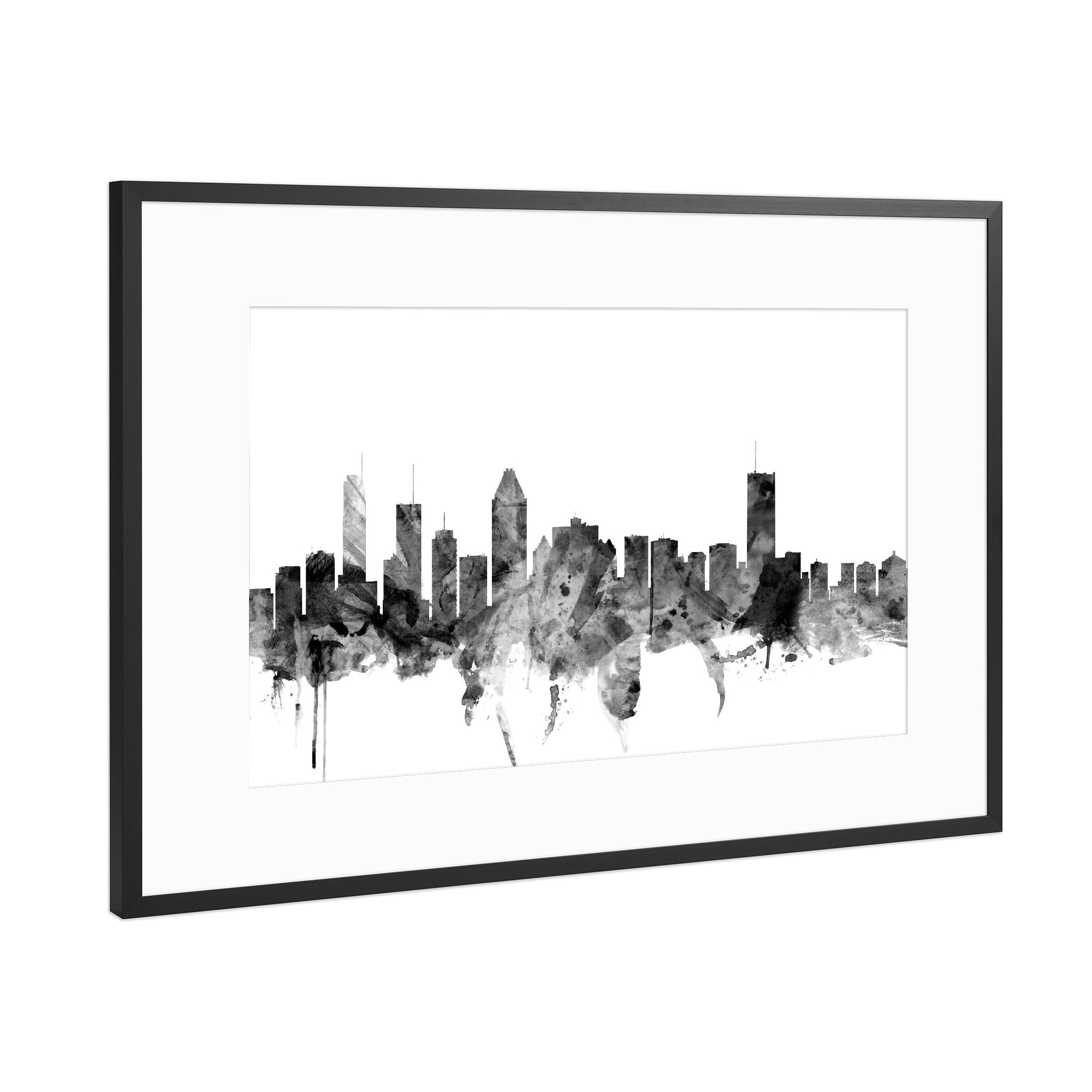 Poster mit Rahmen Schwarz (Metallic) "Montreal Canada" artboxONE - Städte,Reise,Schwarzweiß,Architektur