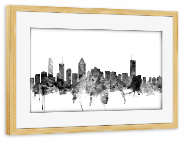 Poster mit Rahmen kiefer "Montreal Canada" artboxONE - Städte,Reise,Schwarzweiß,Architektur