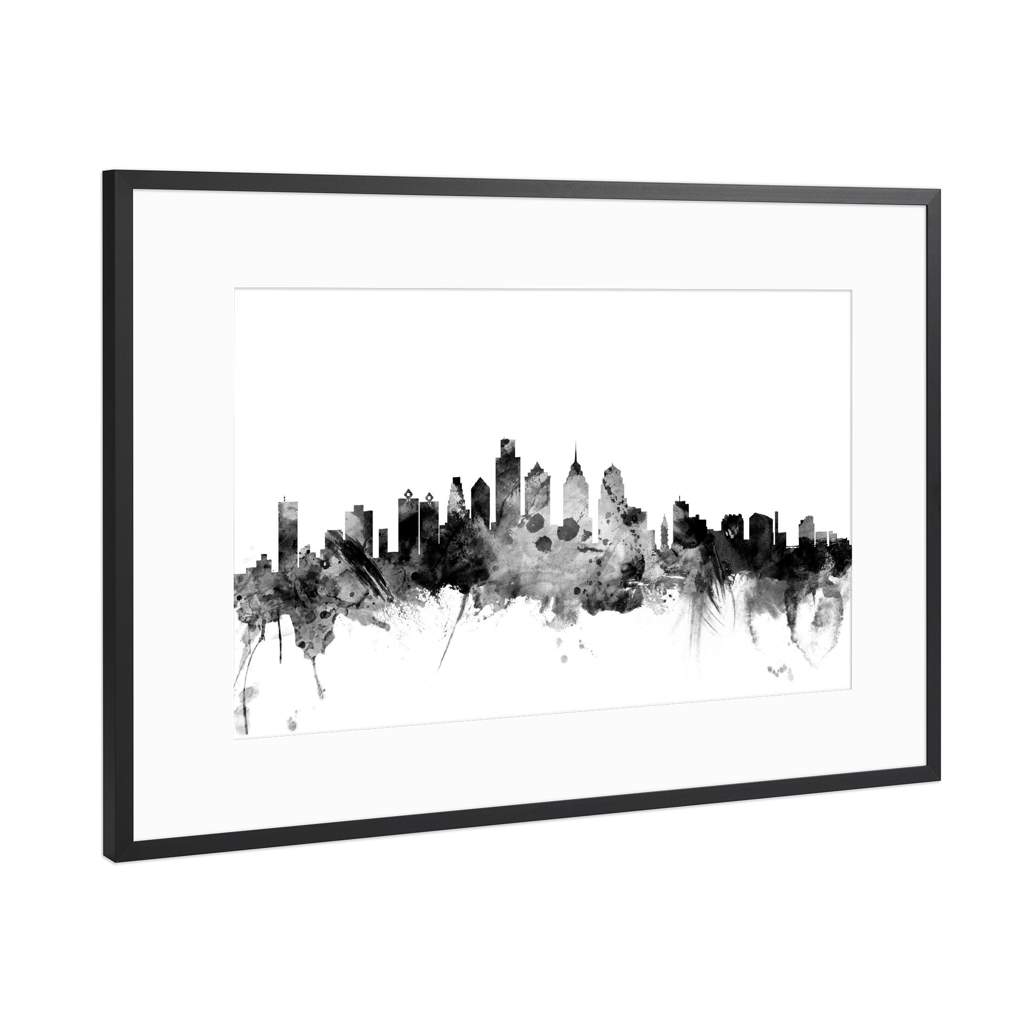 Poster mit Rahmen Schwarz (Metallic) "Philadelphia Pennsylvania" artboxONE - Städte,Reise,Schwarzweiß,Architektur